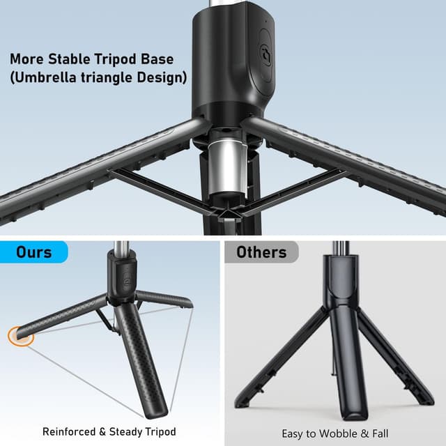 Thumbnail 3 de POWOMAO Selfie Stick Tripod with Fill Light 125cm