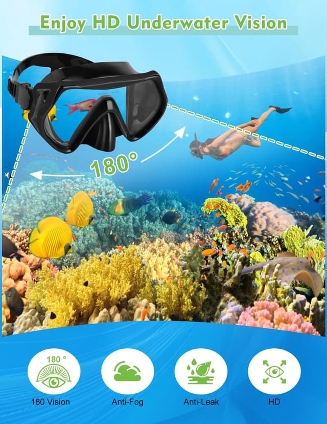 Detalle 2 de Hydomi snorkel set for adults 180° view