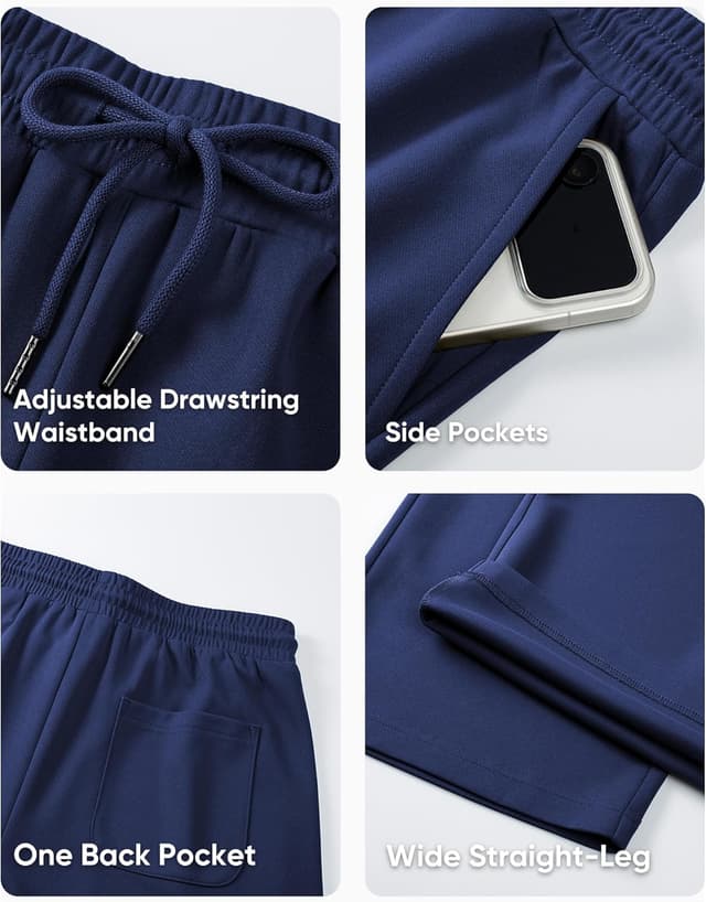 Detalle de JMIERR Herren Casual Baggy Hosen mit breiten Beinen – Lounge-, Workout- & Reise-Sweatpants (S–3XL)