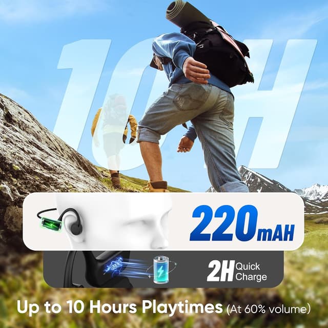 Detalle 2 de Nanajorwa Bone Conduction Swimming Headphones with IPX8, 32GB MP3 Player, Bluetooth 6.0 (Black)