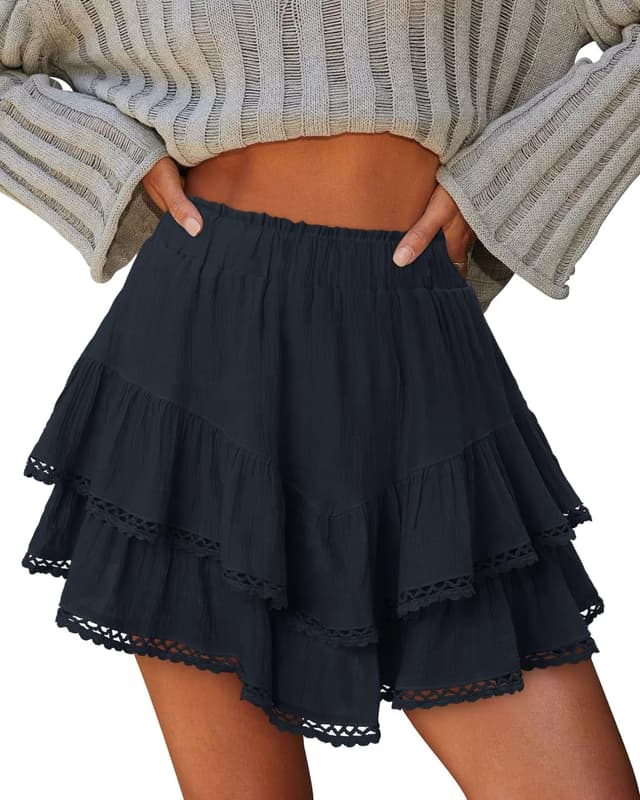 Detalle 2 de CHICZONE flowy mini ruffle skort shorts for women and teen girls (high waisted)