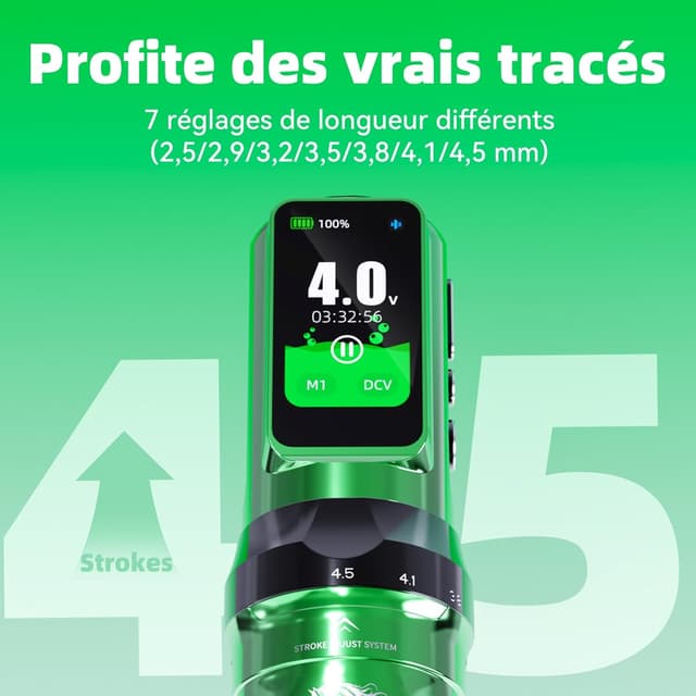 Detalle de Dragonhawk Machine à Tatouer Stylo Fold Pro « Year of the Horse Edition » sans fil (moteur Mcore-C4, 2,5 à 4,5 mm, 7 courses réglables)