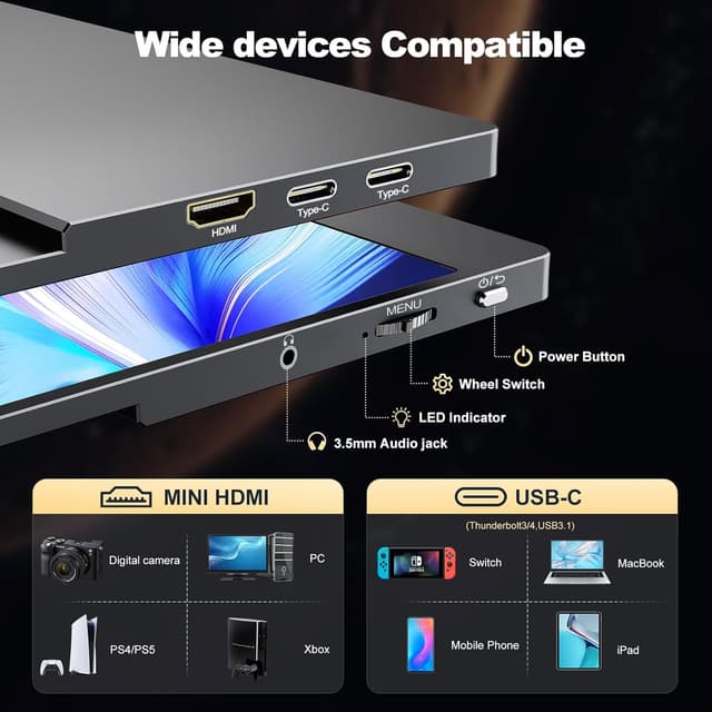 Thumbnail 4 de CUIUIC 18.5 Inch portable monitor 120Hz 1080p