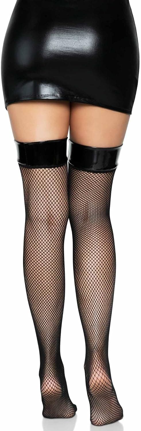 Detalle 2 de Leg Avenue Femme 829122001 : cuisses hautes opaques blanches et noires, taille unique
