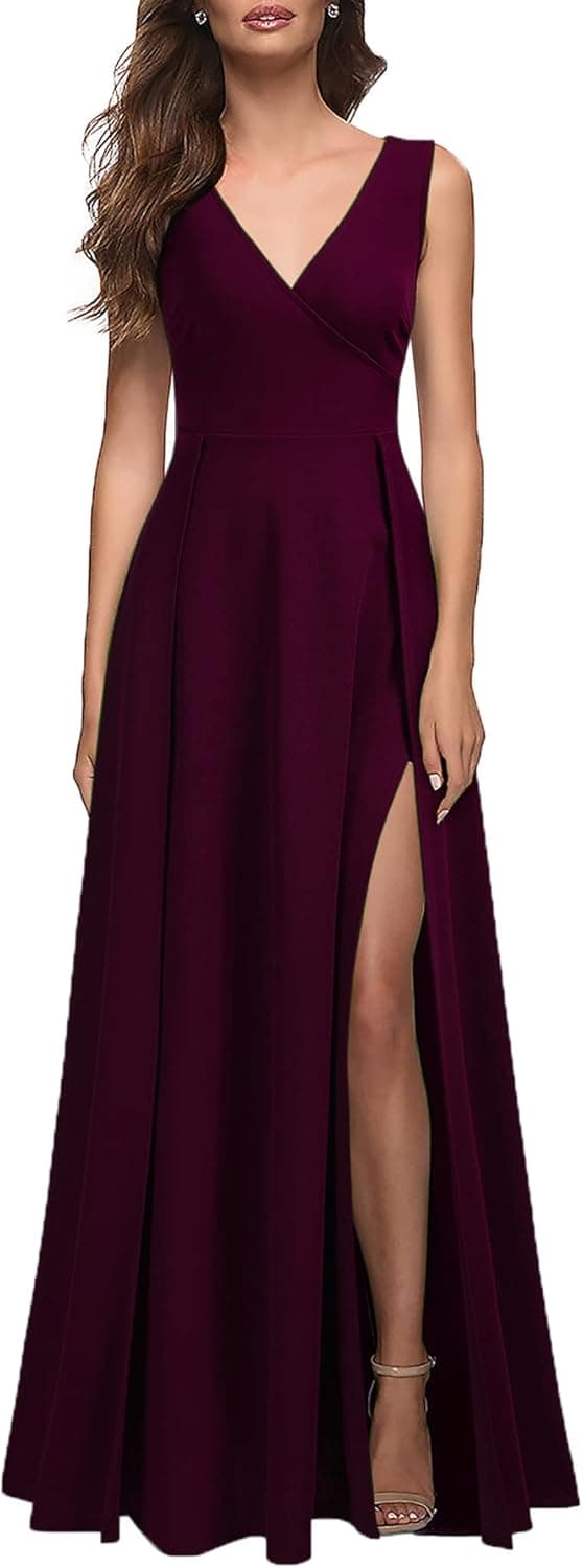 Thumbnail 6 de MUSHARE Women’s V-Neck Sleeveless Split Formal Dress (Maxi Cocktail Prom Style)