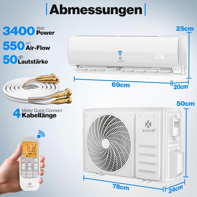 Thumbnail 5 de KESSER Split Klimaanlage 12000 BTU 3,4 kW