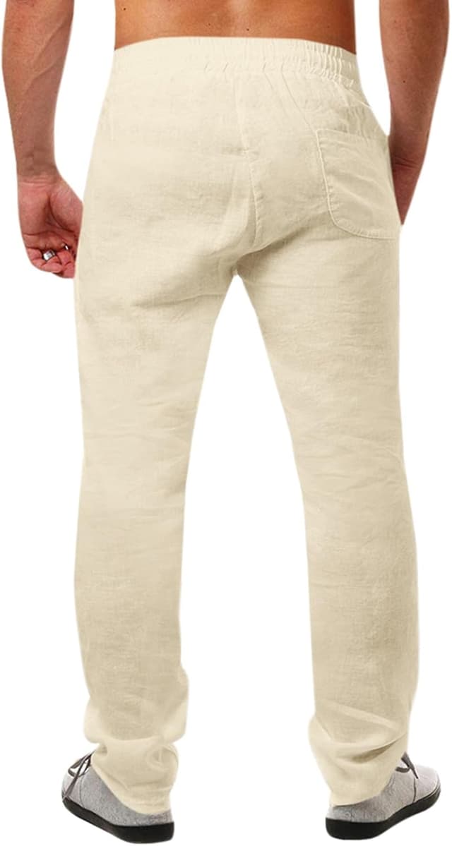 Detalle de Runcati Herren-Leinenhose aus Baumwolle/Leinen mit Kordelzug – luftig, locker & sommerlich
