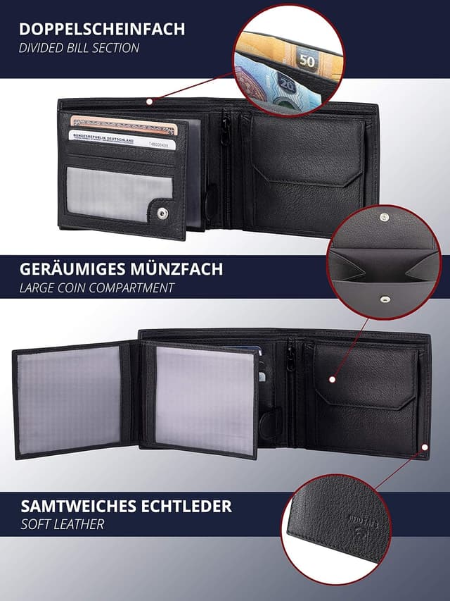 Thumbnail 6 de KRONIFY Leder Geldbörse Herren I RFID Schutz 13 Karten