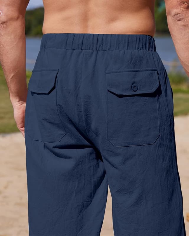 Detalle de YAOHUOLE linen trousers with elastic waist