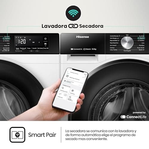 Thumbnail 10 de Hisense WF3S1043BW3: lavadora con vapor, WiFi y función Auto Wash de 10,5 kg