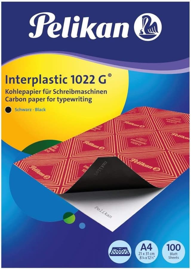 Detalle de Pelikan 404400 – lot de 100 feuilles de papier carbone Interplastic 1022G A4 (noir)