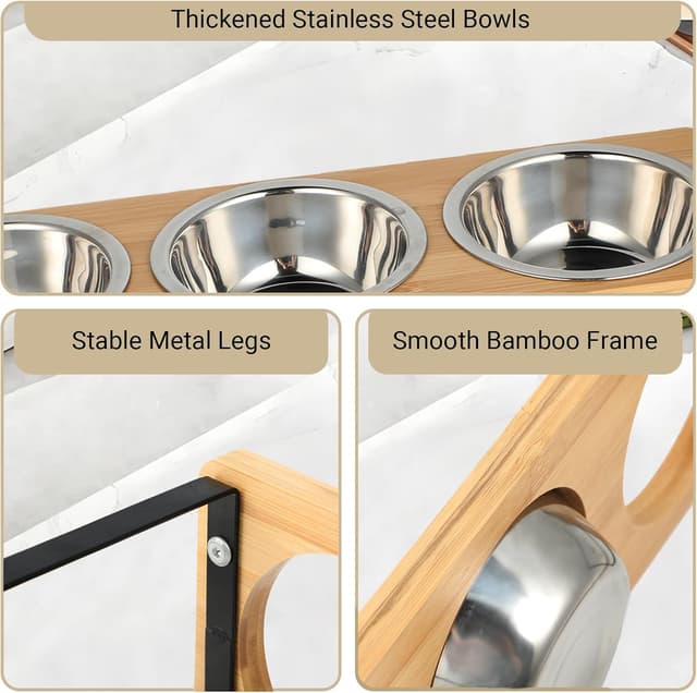 Thumbnail 4 de Raised Cat Food Bowl Set 3pcs 15° tilted bowls