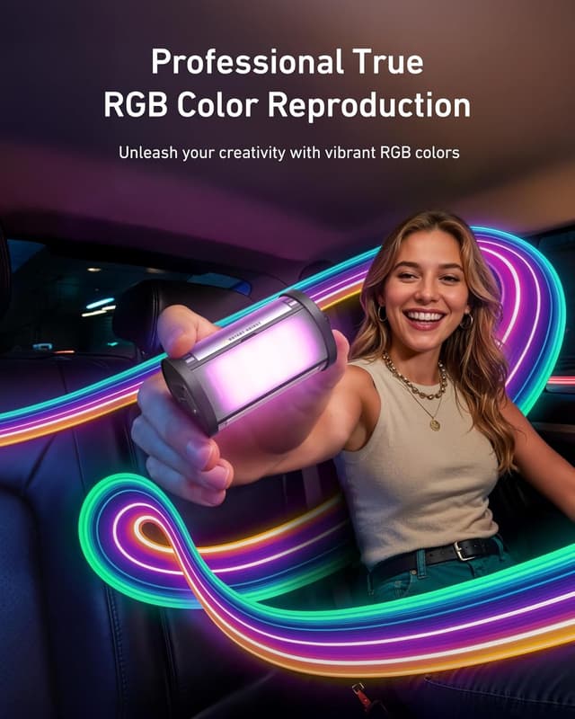 Detalle de TELESIN Magnetic RGB Video Light with cold shoe mount (CRI 95+, 2700–7500K)