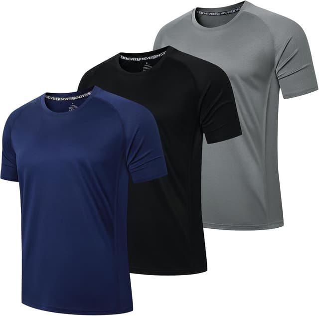 Detalle de LUWELL PRO 3 Pack Men’s Running T-Shirts (Quick Dry, Moisture Wicking, Breathable)