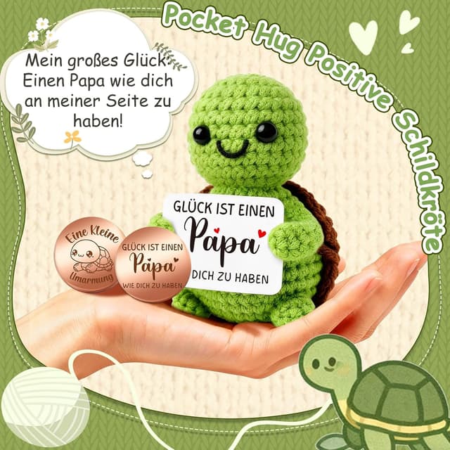 Detalle de Giftota Vatertagsgeschenk „Pocket Hug“ Schildkröte – Mutmacher & Glücksbringer für Papa