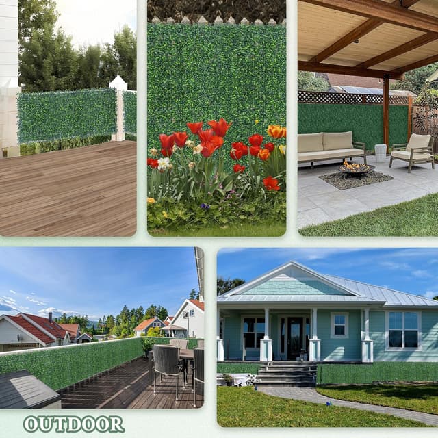 Detalle de ODTORY Artificial Boxwood Wall Panels (20x20 inch, 14 pcs) for Privacy & Greenery Screens