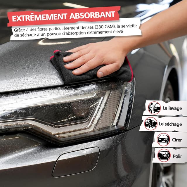 Detalle de Chiffons microfibres Springer ZX1300 (lot de 4) 40 x 40 cm – anti-rayures, ultra absorbants, sans peluches