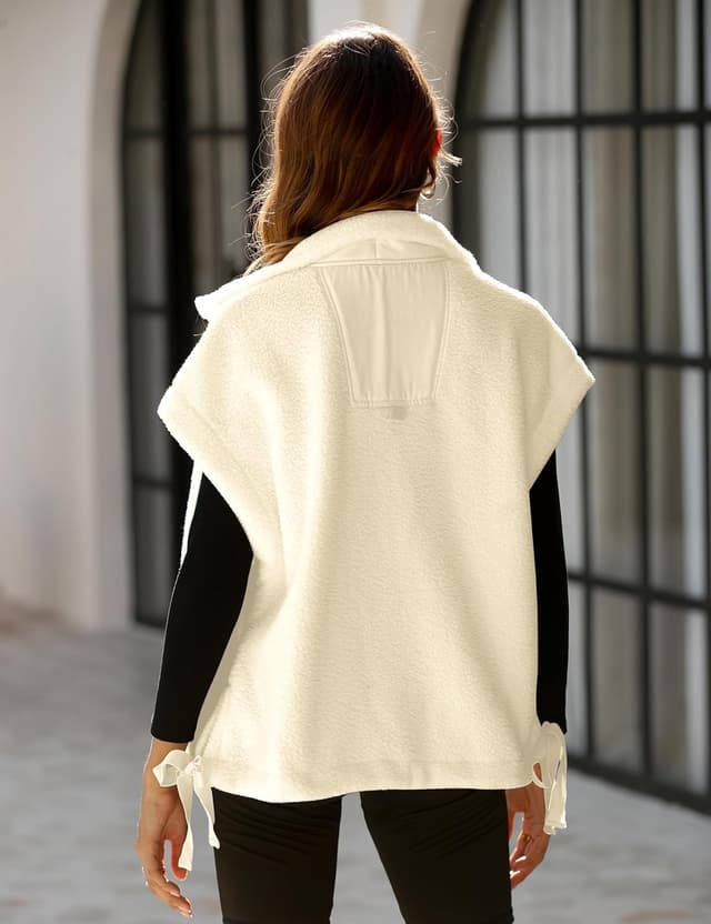 Detalle 2 de OPCAKM Women's Fuzzy Fleece Vest Oversized Sherpa 1️⃣