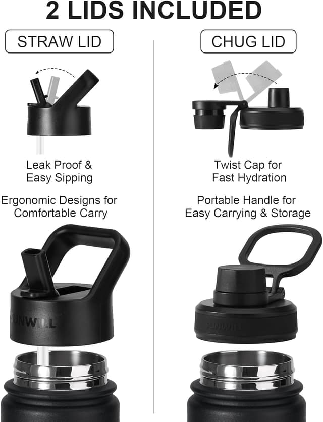 Detalle 2 de SUNWILL Metal Water Bottle 650 ml insulated bottle 🥤