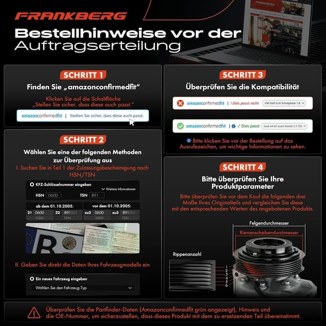 Thumbnail 1 de Frankberg Klimaanlagen Kompressor mit Kupplung 135+20 ml Öl