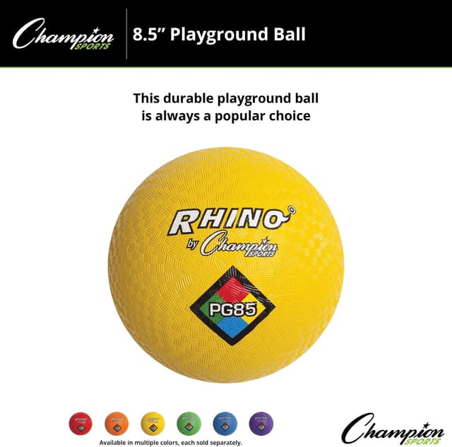 Detalle de Champion Sports Rhino Playground Balls 8.5 in (Yellow) — Two Ply Nylon-Wound