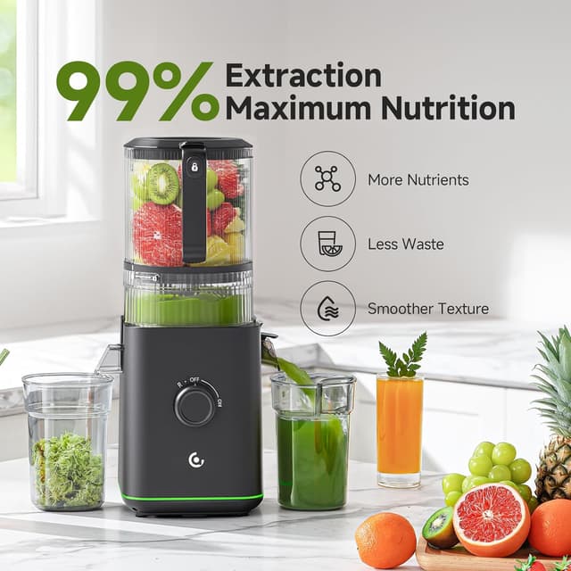 Detalle 1 de VANDISELL 3-in-1 Cold Press Juicer Machine with 6.5" Feed Chute and 100oz Capacity (Matte Black)