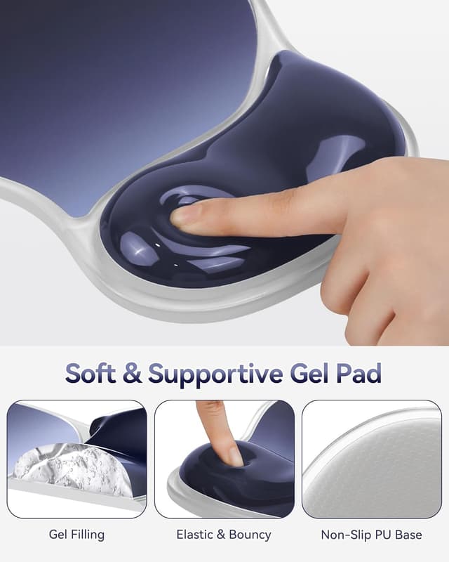 Detalle de TECKNET Mouse Mat Wrist Support with Gel Wrist Rest (Ergonomic gel mousepad) – Gradient Blue