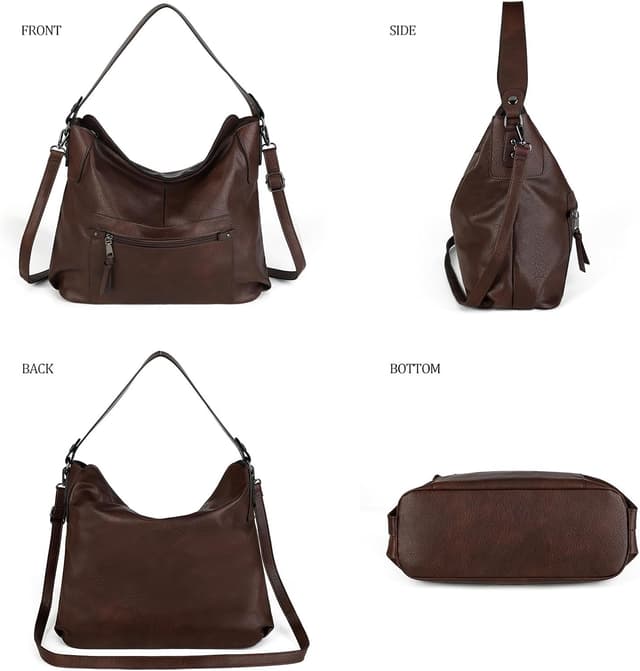 Detalle de Gladdon Women’s Faux Leather Shoulder Bag Hobo Style Large Crossbody with Wristlet