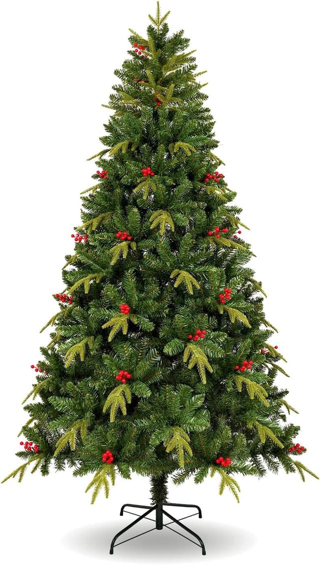 Detalle de Sapin de Noël artificiel Uten 2,25 m avec baies rouges et base métal