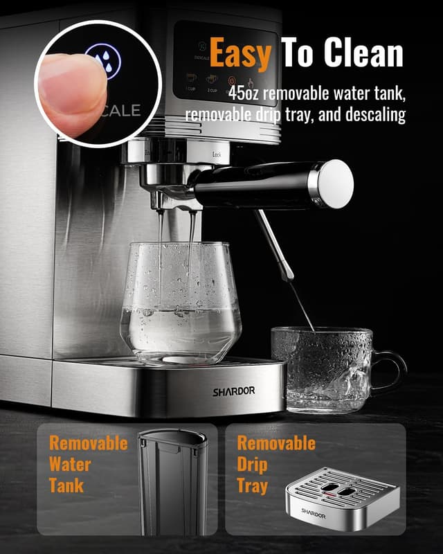 Thumbnail 6 de SHARDOR Espresso Machine 20 Bar with Milk Frother and Touchscreen
