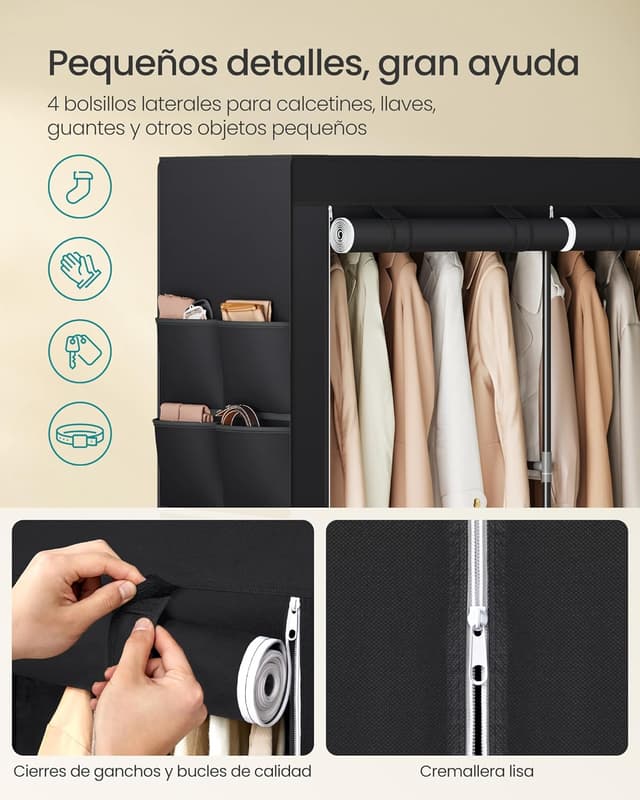 Thumbnail 6 de Songmics Armario plegable 2 barras 167 cm