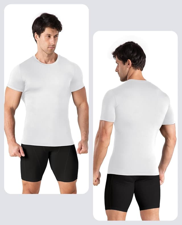 Detalle de Niksa Men’s Compression Shirt (3-pack) – short sleeve gym base layer in quick-dry stretch fabric
