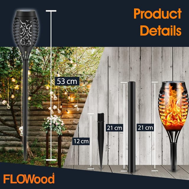 Detalle 1 de FLOWood Solarleuchten Außen 6er Set Flame