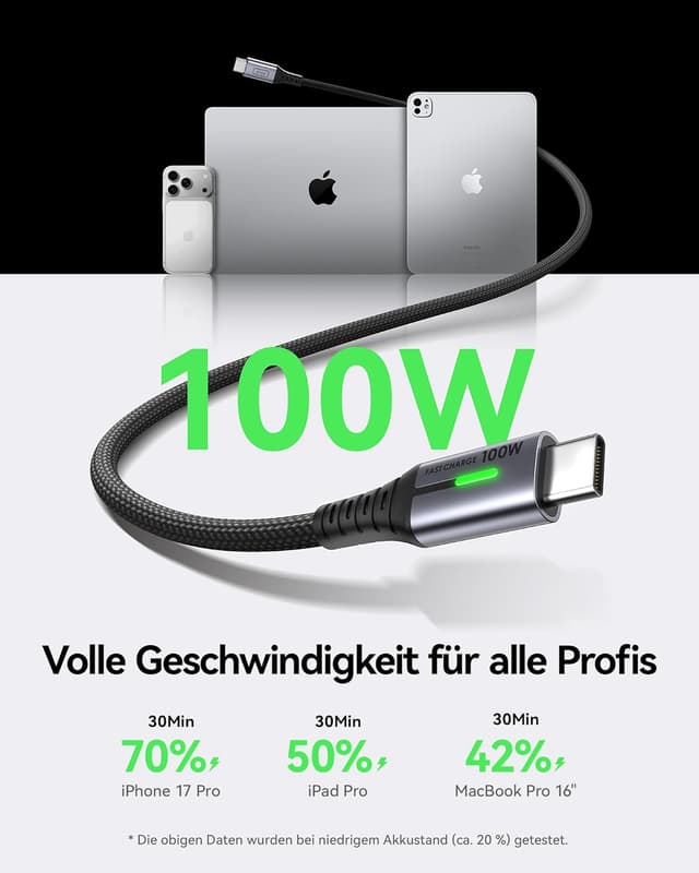Detalle 2 de INIU USB C Kabel 100W Schnellladekabel