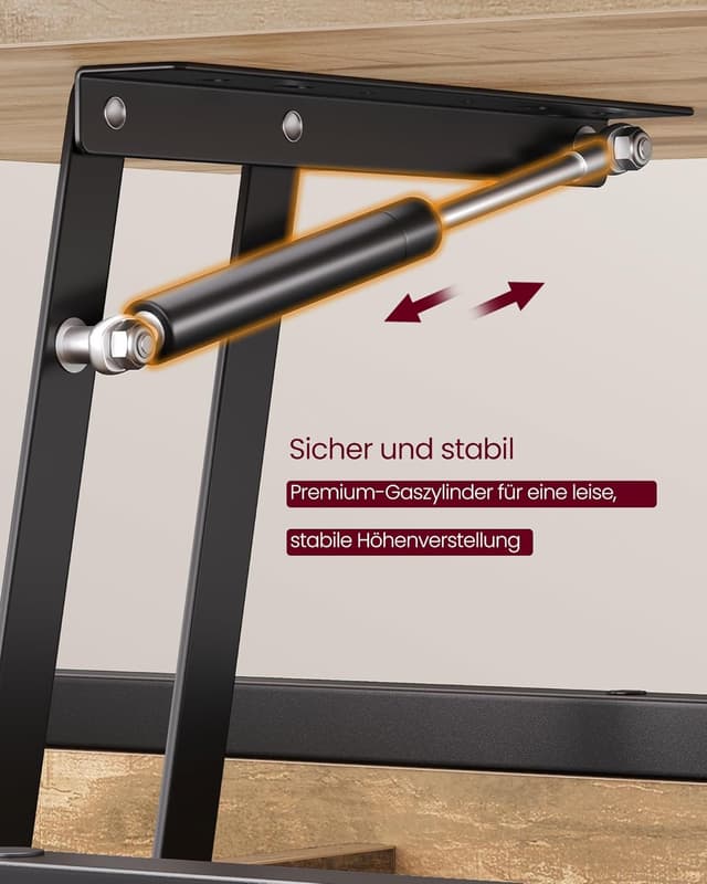 Detalle de VASAGLE höhenverstellbarer Couchtisch LCT261LB02 im Industriestil mit Ablagefächern (50 x 100 cm)