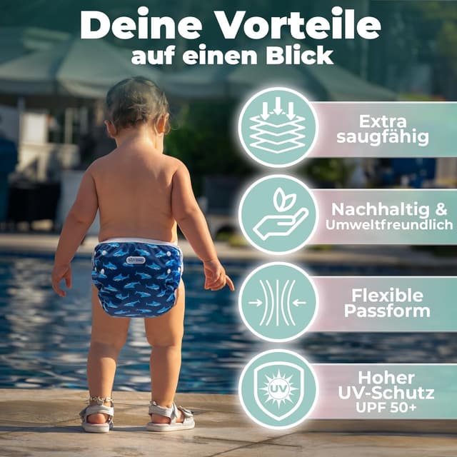 Detalle 2 de KIDVERSE Schwimmwindel 0-3 Jahre Palms Blue Sharks