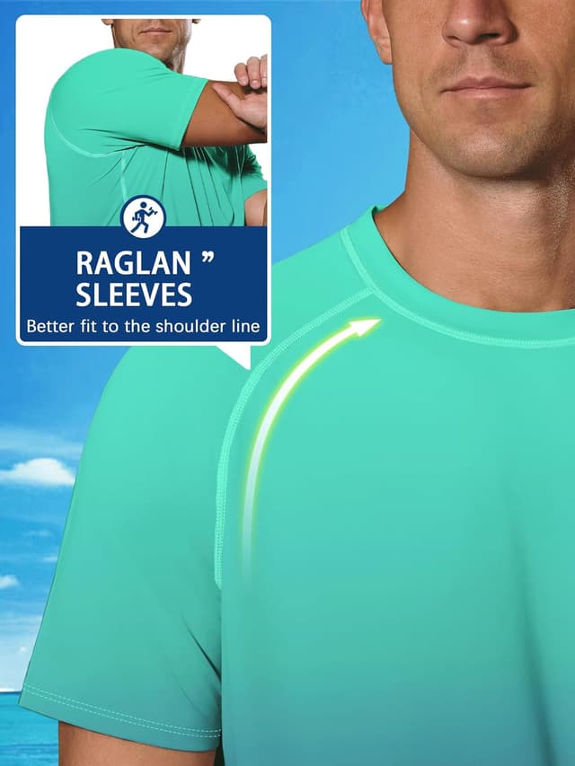 Detalle de UPF 50+ Men’s Long Sleeve Fishing Rash Guard Shirts (1 or 3 Pack) for Sun & Water Protection