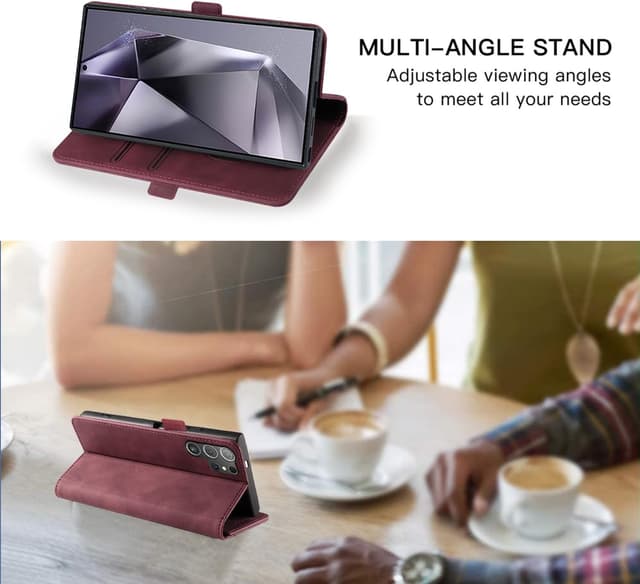 Detalle 2 de Leaisan Galaxy S24 Ultra Handyhülle mit 2 Kartenfächern