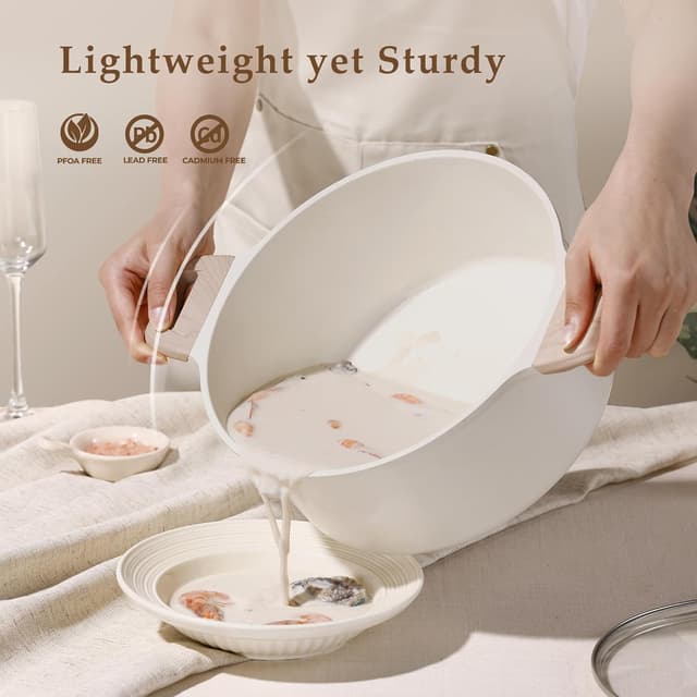 Thumbnail 3 de CAROTE 6 Qt Nonstick Stock Pot with Lid (White Granite), PFOA-Free 6 Quart Sauce & Soup Casserole