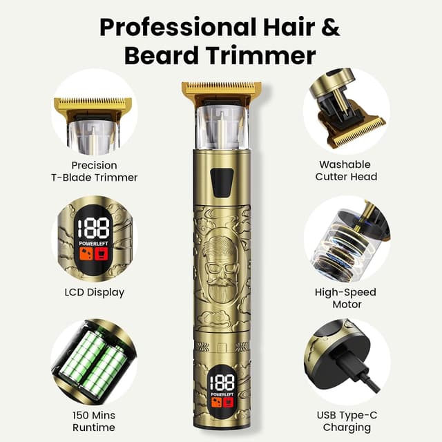 Detalle 2 de Yineel HC100 Beard Trimmer Gold
