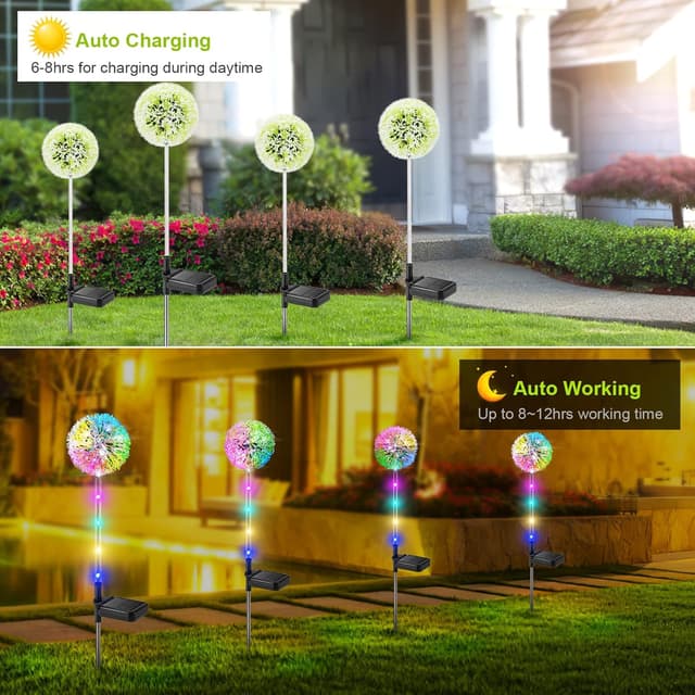 Detalle 2 de BUCASA Solar Lights Outdoor Garden 4 Pack 🌼