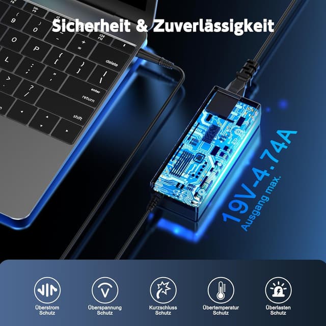 Detalle de Etssembo 90W Laptop-Ladekabel für HP (19V 4,74A, 7,4 x 5,0 mm)