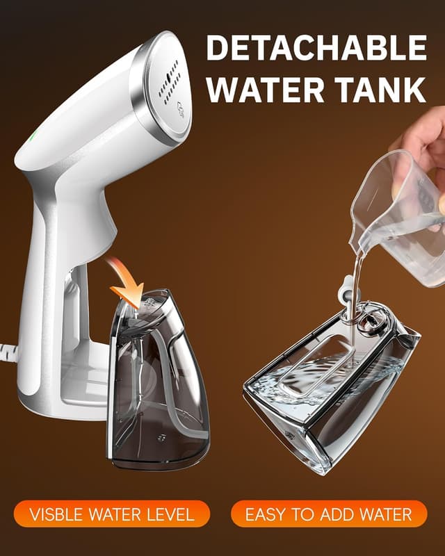 Detalle 2 de OGHom 1000W Portable Travel Handheld Steamer (120V Only) – White