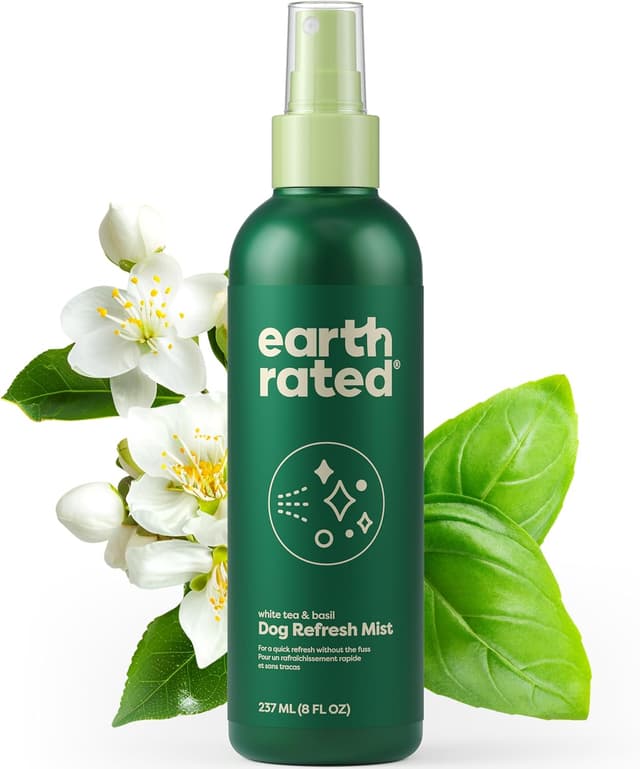 Detalle de Earth Rated Dog Deodorizing Spray (8 oz) – White Tea & Basil no-rinse conditioning mist for dogs and puppies