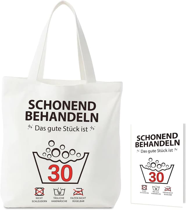 Detalle de Komergave 30. Geburtstag bedruckte Stoffbeutel für Frauen (Tote Bag) inkl. Grußkarte, 40 x 35 cm