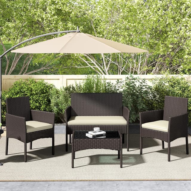 Thumbnail 5 de Yaheetech Conjunto de Muebles Ratán de Jardín 4 Piezas