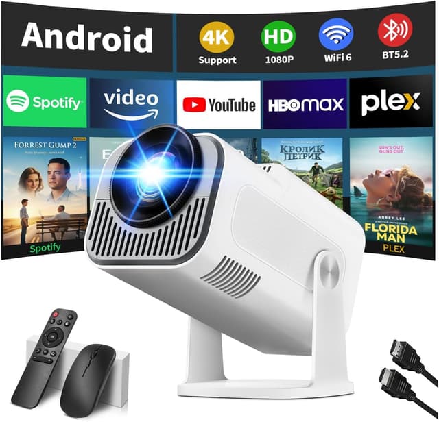 Detalle de Nonete Mini Projector 4K (1080P Full HD) Portable Projector with WiFi 6 & Bluetooth 5.2