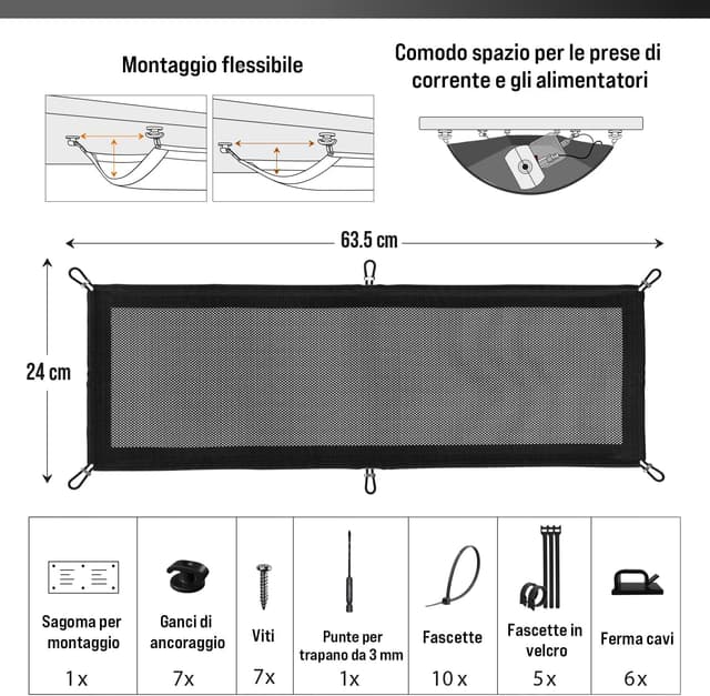 Thumbnail 6 de Ultimate Setup Raccogli cavi sotto scrivania organizer nero
