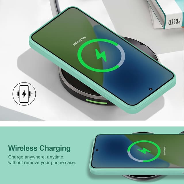 Detalle 2 de Btstring Hülle für Xiaomi 15 – Silikon-Case mit Mikrofaserfutter und Rundumschutz (Matcha Grün)