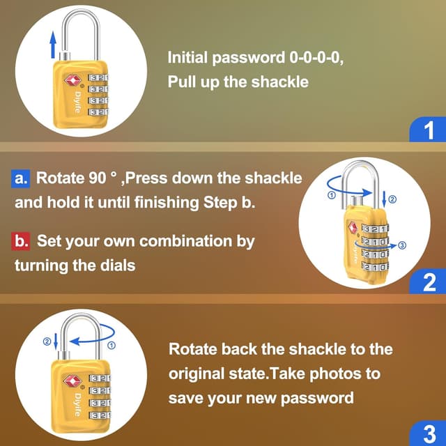 Thumbnail 5 de Diyife 4-Digit TSA Luggage Lock 2-pack 🔒